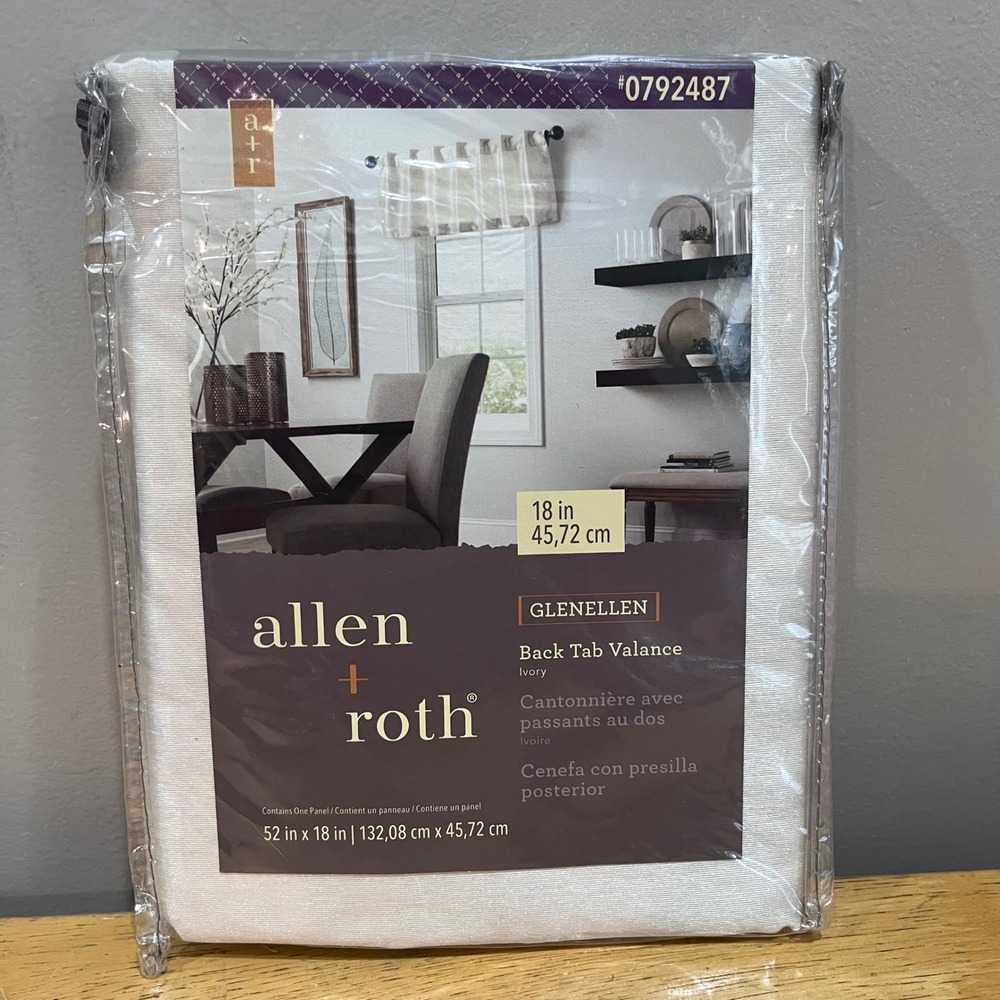 allen + roth Glenellen Ivory Back Tab Valance 52x18 Light Filtering #0792487 NEW